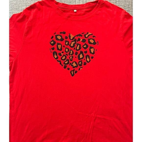 Cute Red T-shirt, animal print heart - Picture 2 of 5